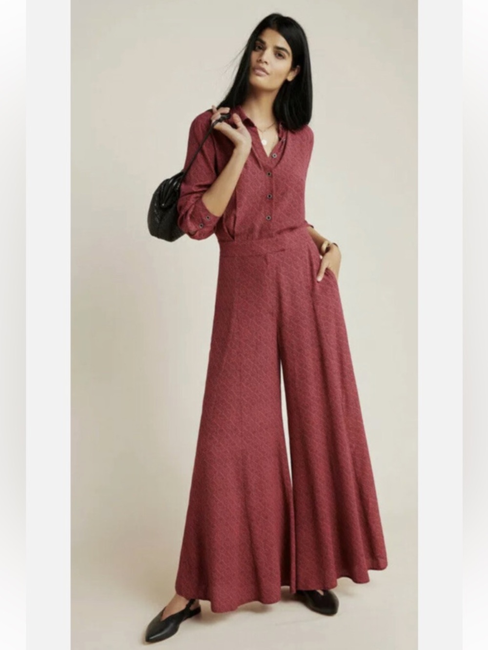 Anthropologie Loveland Wide-Leg Jumpsuit Sz 8